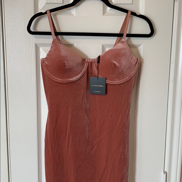 NWT JLUXLABEL Mauve Velvet Bustier Midi Dress - Picture 5 of 10
